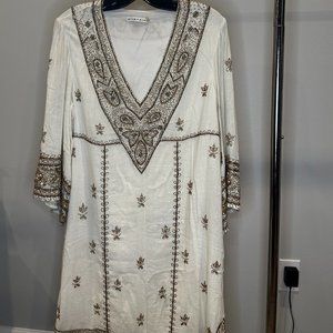 Alice + Olivia Size Large L Dress Beige Gold Gauze Dress